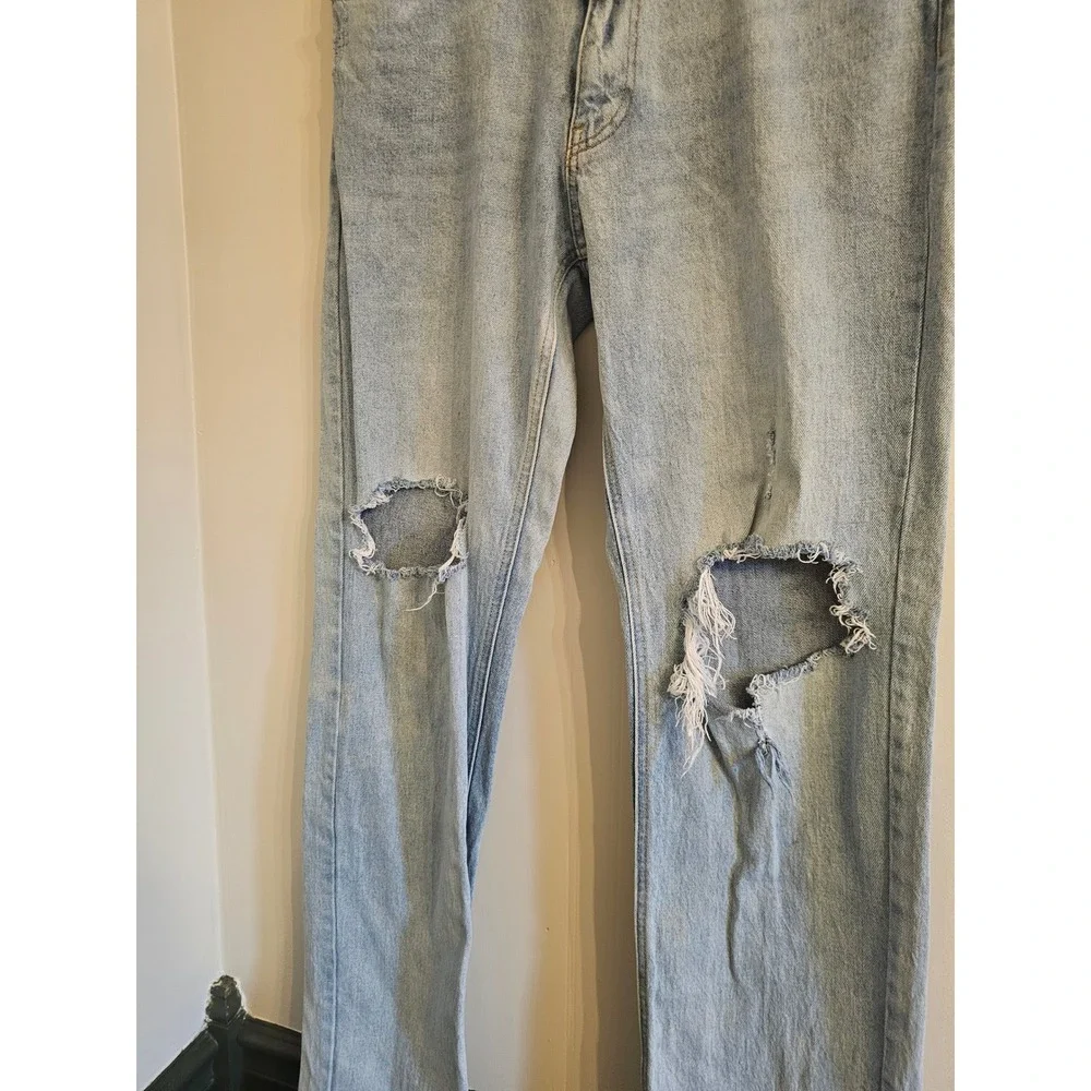 Abercrombie & Fitch Mens Vintage 90s Straight Distressed Jeans Light Wash 34x34
